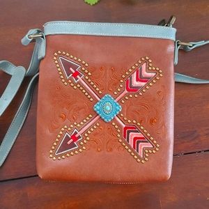 Cross-body leather purse